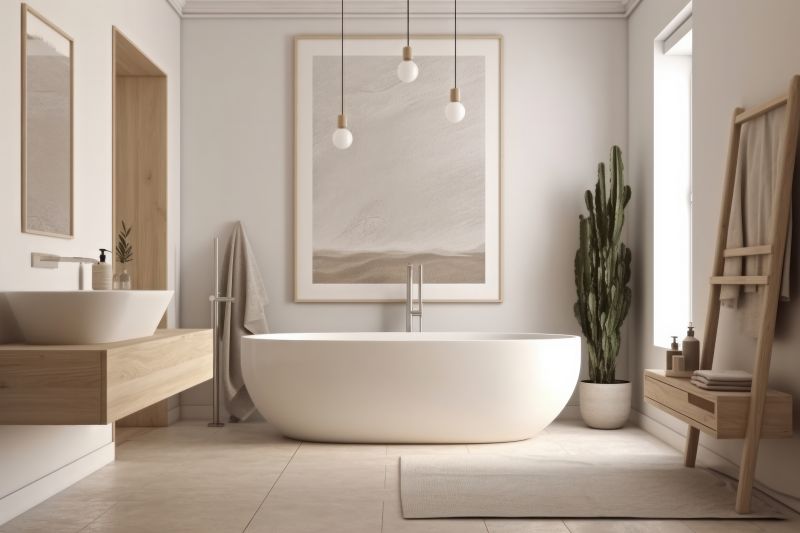 Freestanding Bathtub in a Contemporary Setting